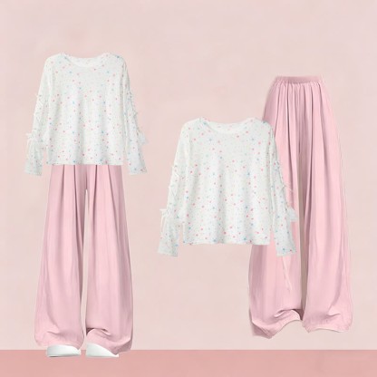 Zweiteiliges Set aus Strandkleid mit Sternenmuster und karierter Hose - Pink B - XL - image 4