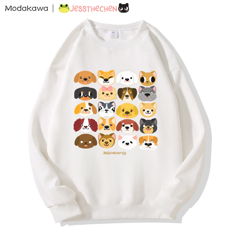MODAKAWA X jessthechen Sweatshirt mit Welpenprint im Graffiti-Stil und Rundhalsausschnitt - White - 5XL - image 4