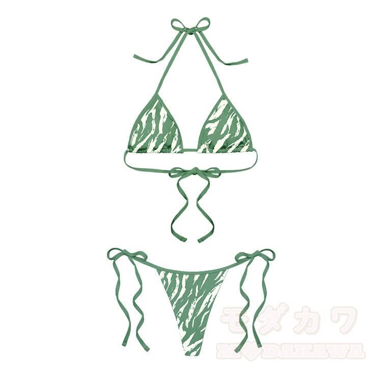 Couples Abstract Print Modakawa Two Piece Bikini Swimsuit & Men's Beach Swim Shorts - Green Set - 5XL - image 5