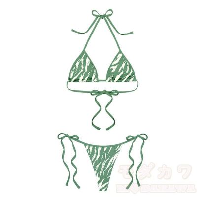 Couples Abstract Print Modakawa Two Piece Bikini Swimsuit & Men's Beach Swim Shorts - Green Set - 5XL - image 5