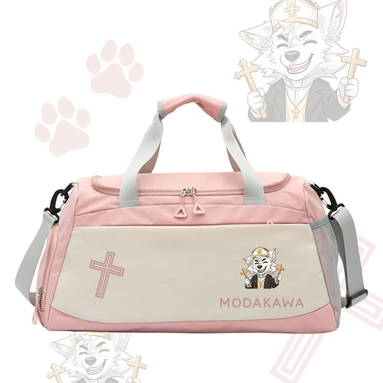 Modakawa Sporttasche mit großem Fassungsvermögen und fröhlichem Fuchskreuz-Modakawa-Modakawa-Logo - Pink - 55*28*26 cm - image 5