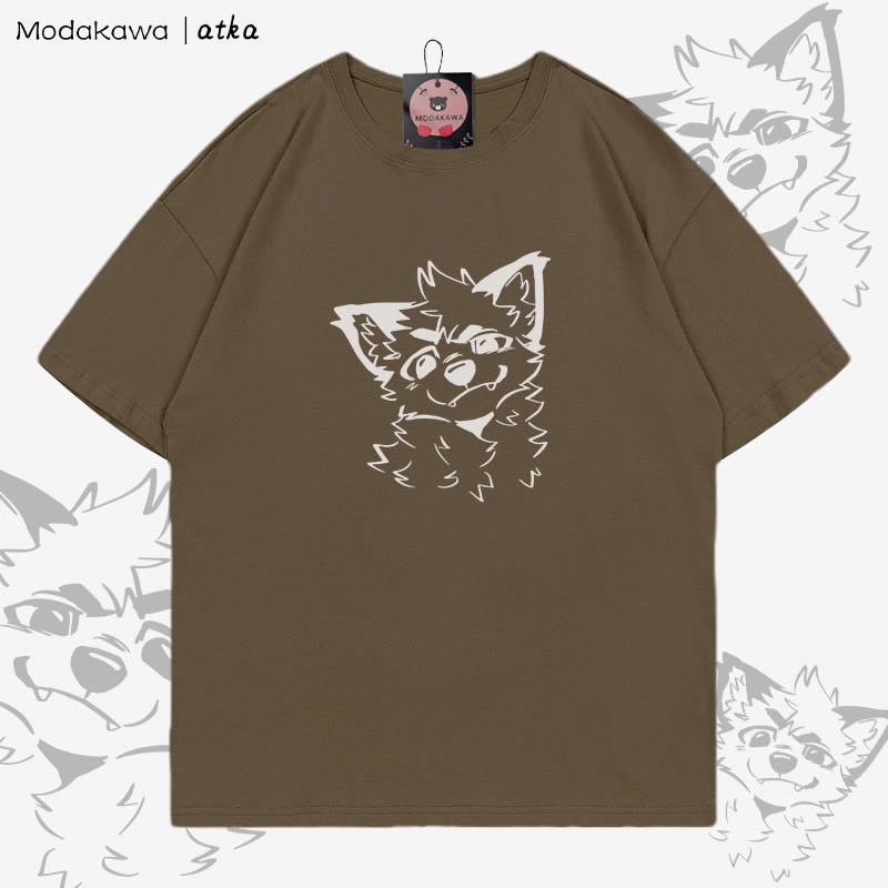 MODAKAWA X atka T-Shirt mit niedlichem Fuchs-Grafik - Brown - 5XL - image 5