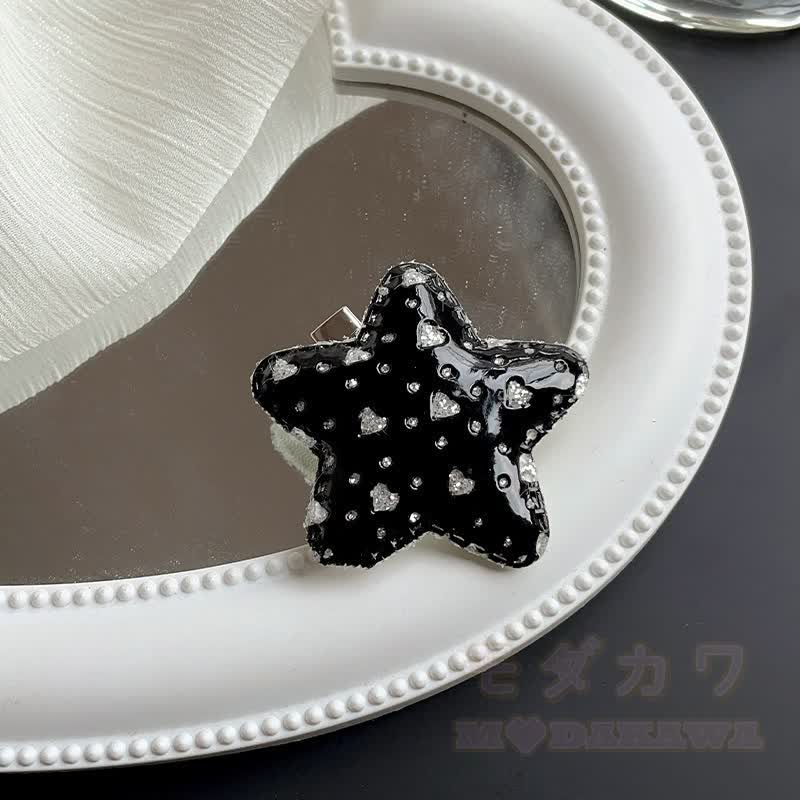 Süße Y2K-Glitzerstern-Entenschnabel-Haarspangen - Schwarz - image 12