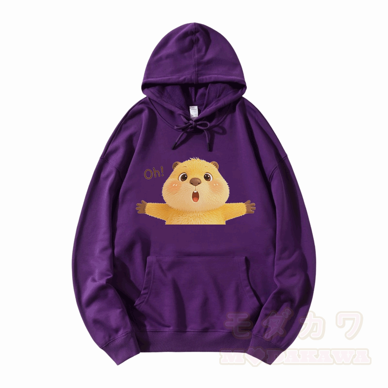 OH Capybara Grafik Modakawa Lockerer Baumwoll-Misch-Hoodie - Lila - 5XL - image 6