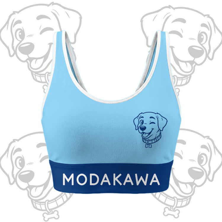 Happy Puppy Grafik-Crop-Tanktop, Sport-Top, Shorts, Bikini, Modakawa passendes Outfit - Blue Top - 5XL - image 5