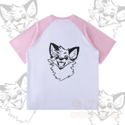 MODAKAWA X atka Happy Fox Graphic Farben Block Pocket T-Shirt Shorts passendes Outfit - Weißes und rosa T-Shirt - XL - image 6