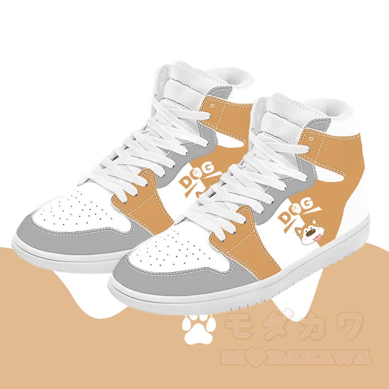MODAKAWA High-Top-Canvas-Schuhe mit Hundemotiv und Farben Design (Zunge raus) - Gelb - 48 - image 3