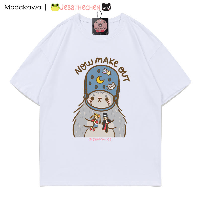 T-Shirt mit Grafik „Quirky Kitty With Toys“ - Weiß - 5XL - image 5