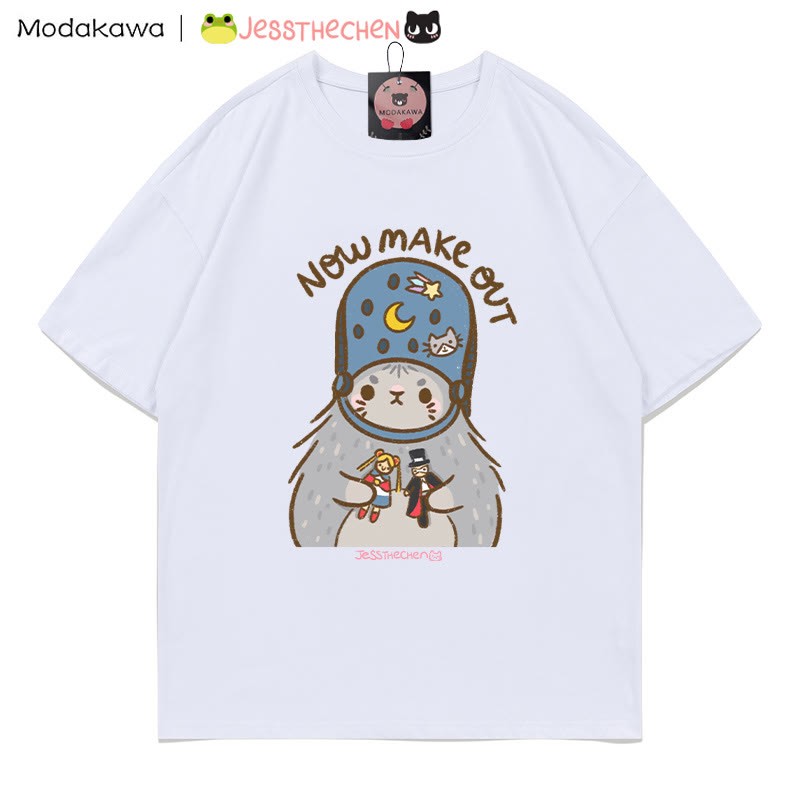 T-Shirt mit Grafik „Quirky Kitty With Toys“ - Weiß - 5XL - image 5