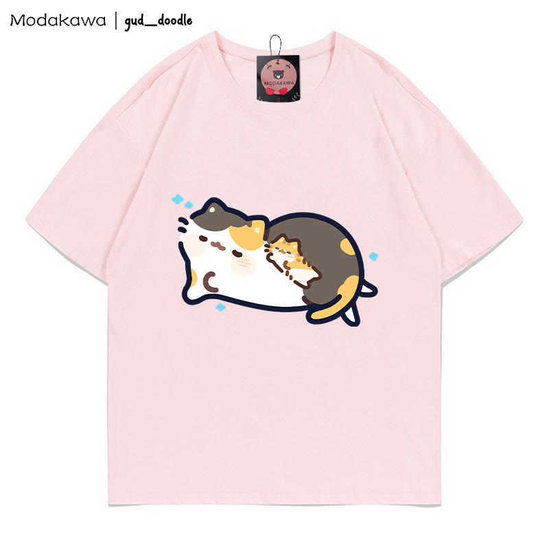 MODAKAWA X gud_doodle T-Shirt mit schlafendem Katzen-Print - Pink - 5XL - image 8