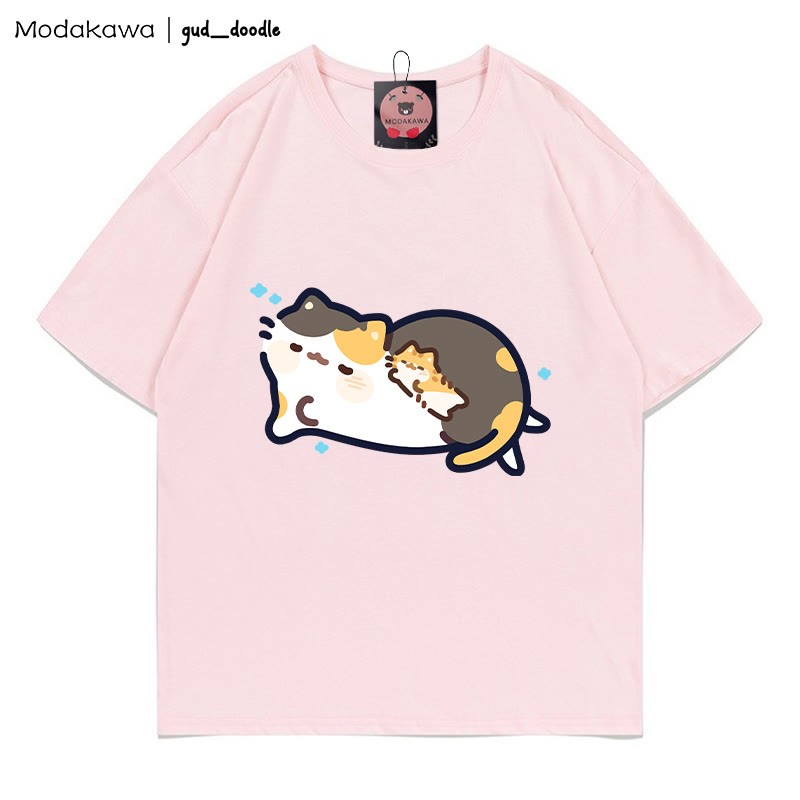 MODAKAWA X gud_doodle T-Shirt mit schlafendem Katzen-Print - Pink - 5XL - image 8