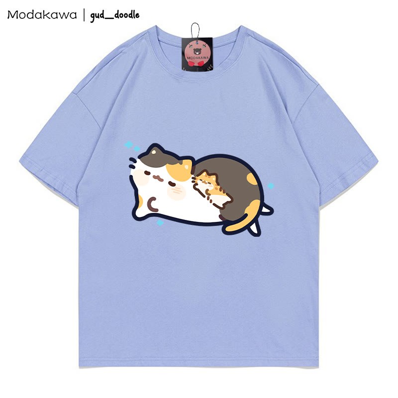 MODAKAWA X gud_doodle T-Shirt mit schlafendem Katzen-Print - Haze Blue - 5XL - image 10