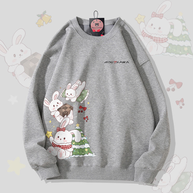 MODAKAWA Unisex-Sweatshirt mit verspieltem Hasenmotiv - Grey - 5XL - image 3