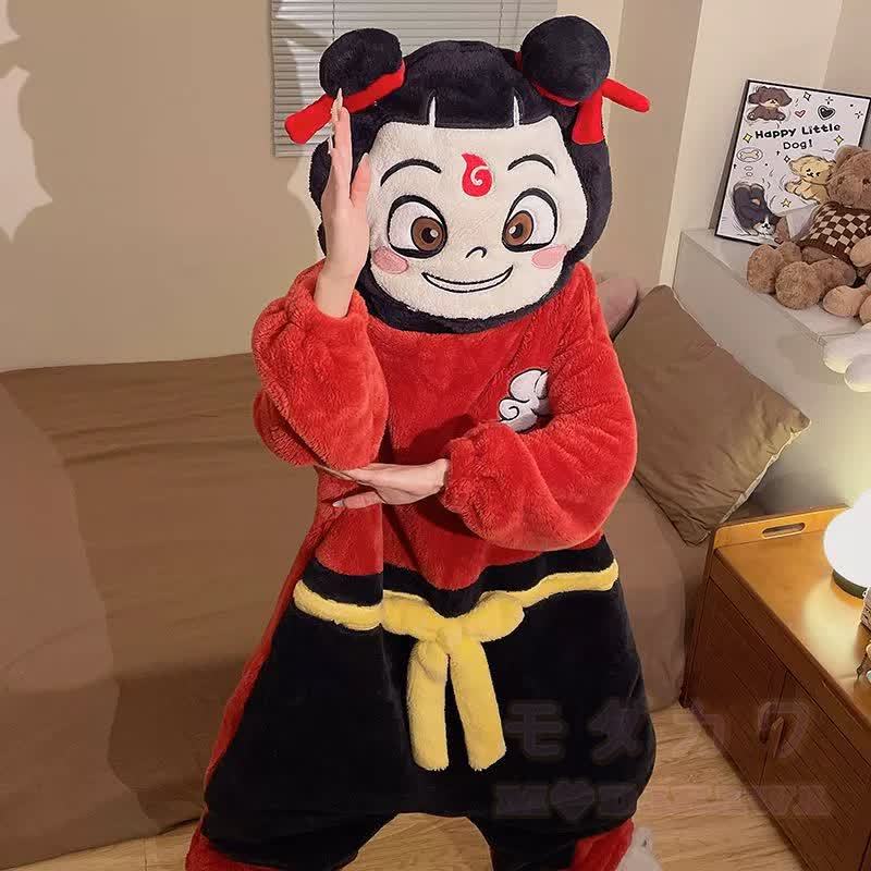 Lustiger Plüsch-Kapuzen-Einteiler-Schlafanzug - image 3