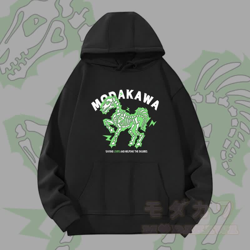 MODAKAWA Hoodie mit elektrisiertem Pferdemotiv (schwere Ausführung) - Schwarz A - 2XL - image 4