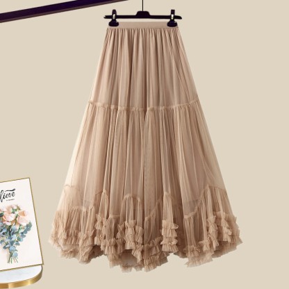 3D-Blumen-Cardigan, passender Tüllrock und Outfit - Khaki Skirt - XL - image 10