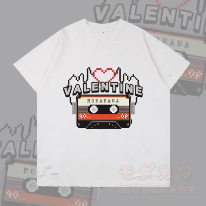 MODAKAWA VALENTINE Cassette Graphic Ripped T-Shirt - Weiß - 2XL - image 4