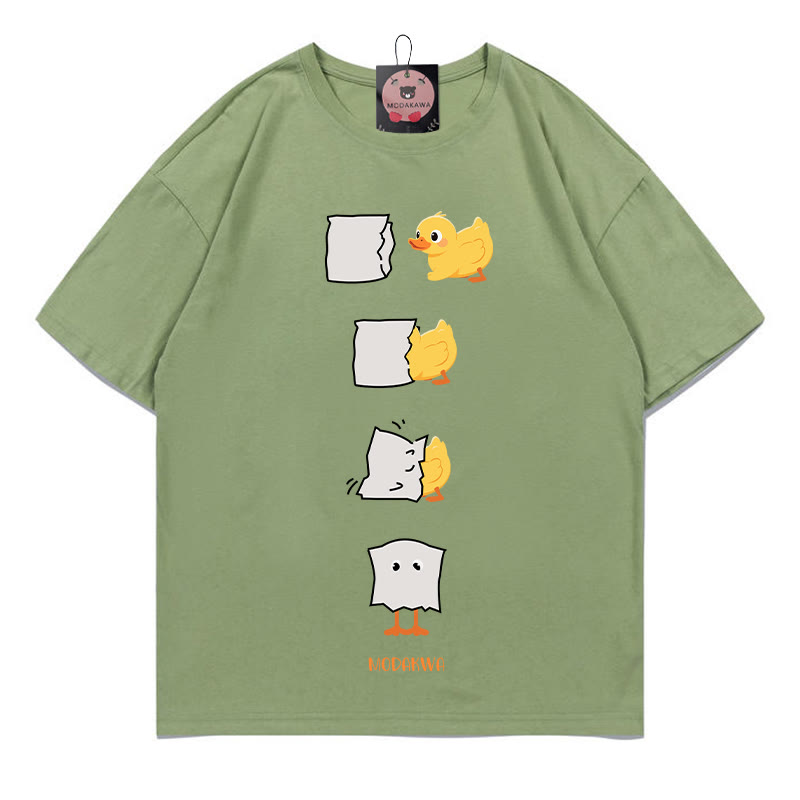 Modakawa T-Shirt mit lustigem Entenprint - Green - 5XL - image 4