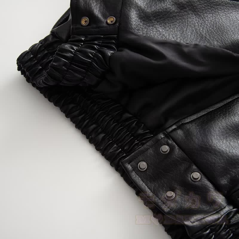 Vintage-Jacke aus Kunstleder mit Stehkragen und Reißverschluss, kurz geschnitten - image 7