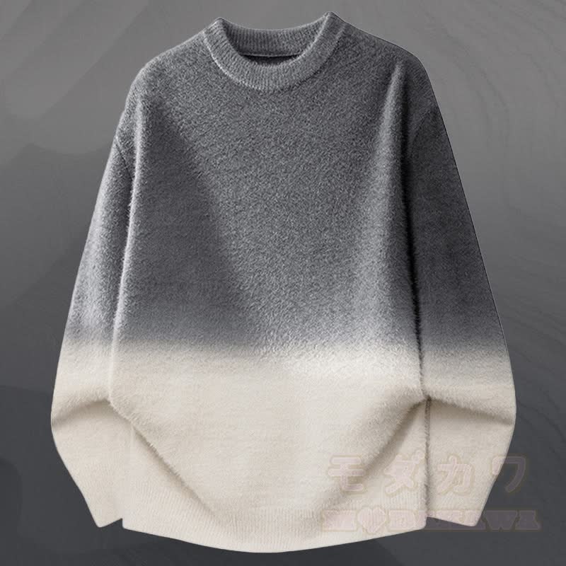 Zweiteiler: Strickpullover mit Farbverlauf und Jeans - Grauer Pullover - 3XL - image 8