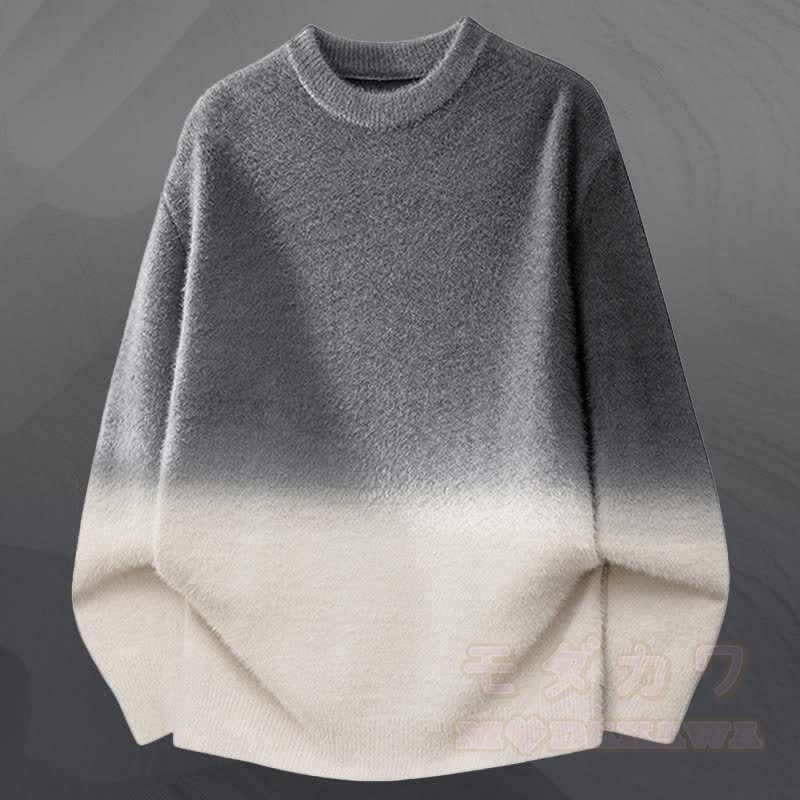 Zweiteiler: Strickpullover mit Farbverlauf und Jeans - Grauer Pullover - 3XL - image 8