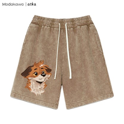 Anticipating Fox – Shorts mit Vintage-Waschung und Grafik - Braun - 3XL - image 4