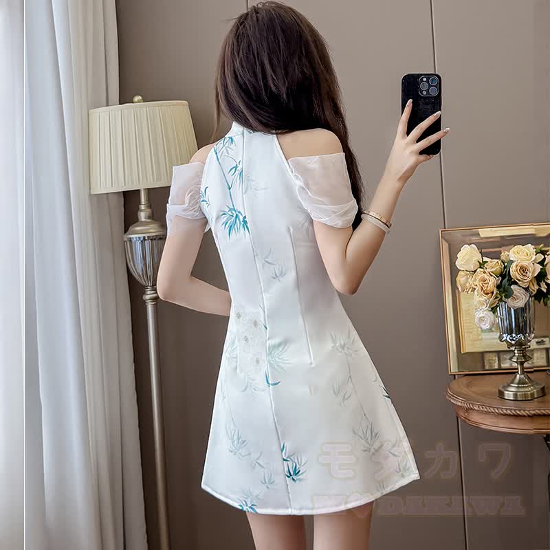 Vintage Cheongsam-Kleid aus Bambus, zweiteilig - image 3