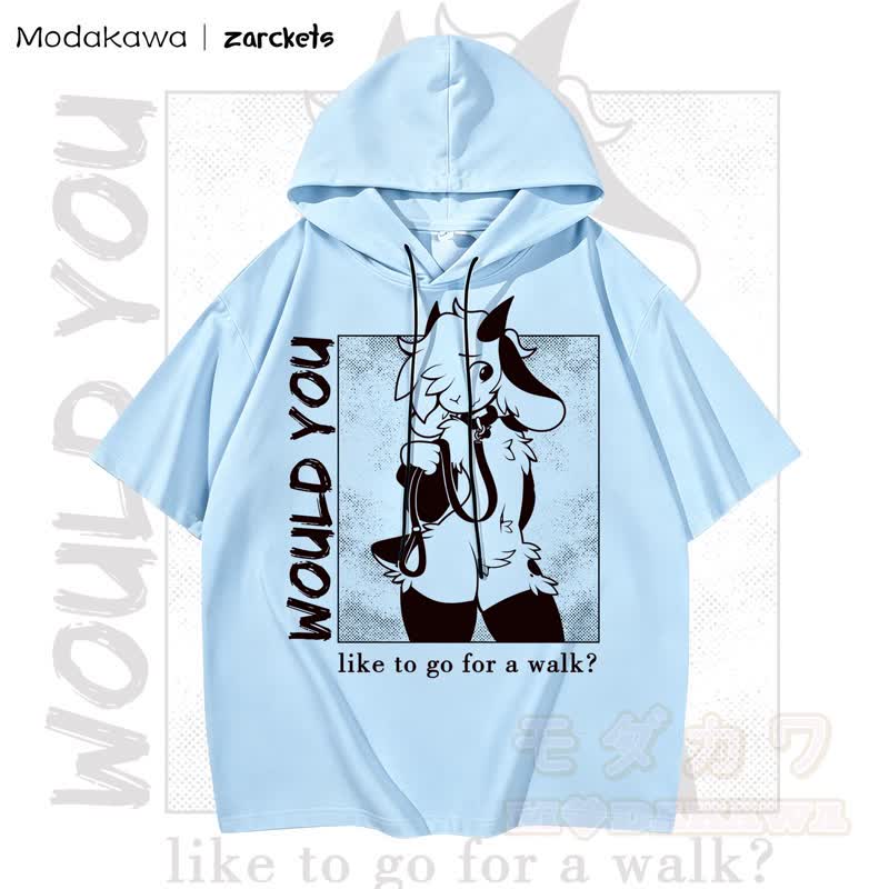 MODAKAWA X zarckets WOULD YOU Niedlicher Hoodie mit Ziegenprint T-Shirt - Himmelblau - 3XL - image 5