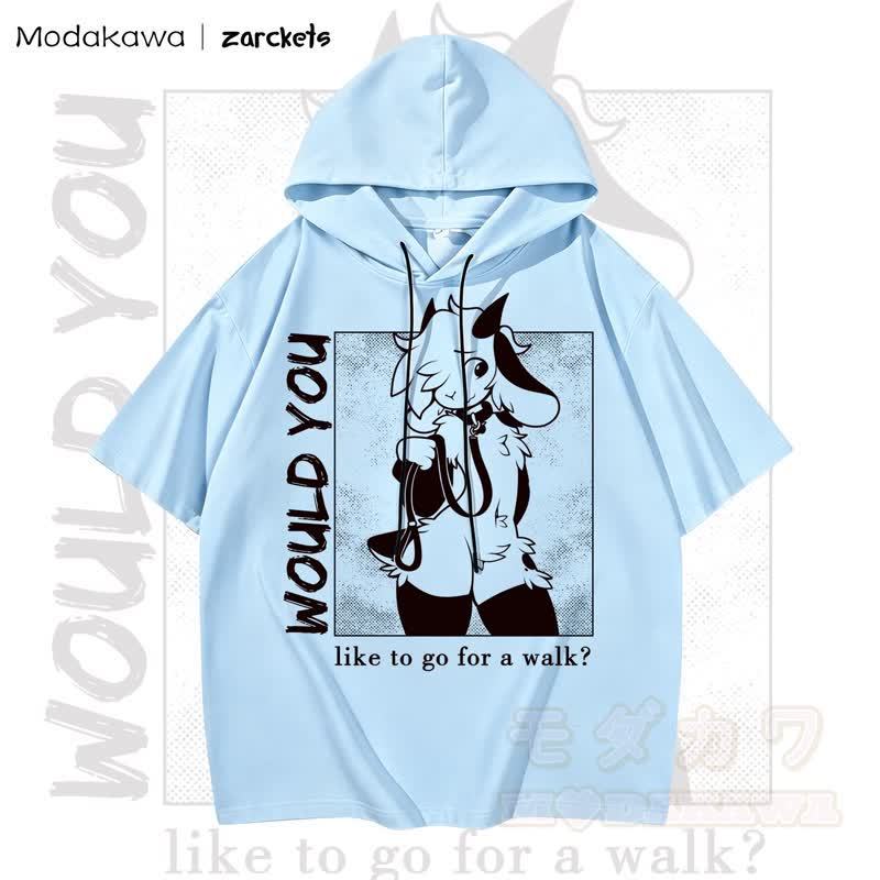 MODAKAWA X zarckets WOULD YOU Niedlicher Hoodie mit Ziegenprint T-Shirt - Himmelblau - 3XL - image 5