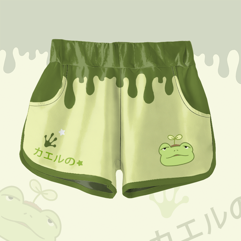 Sprout Frog Graphic Modakawa Shorts - Dark Green - 5XL - image 2