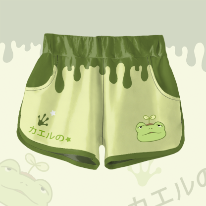 Sprout Frog Graphic Modakawa Shorts - Dark Green - 5XL - image 2