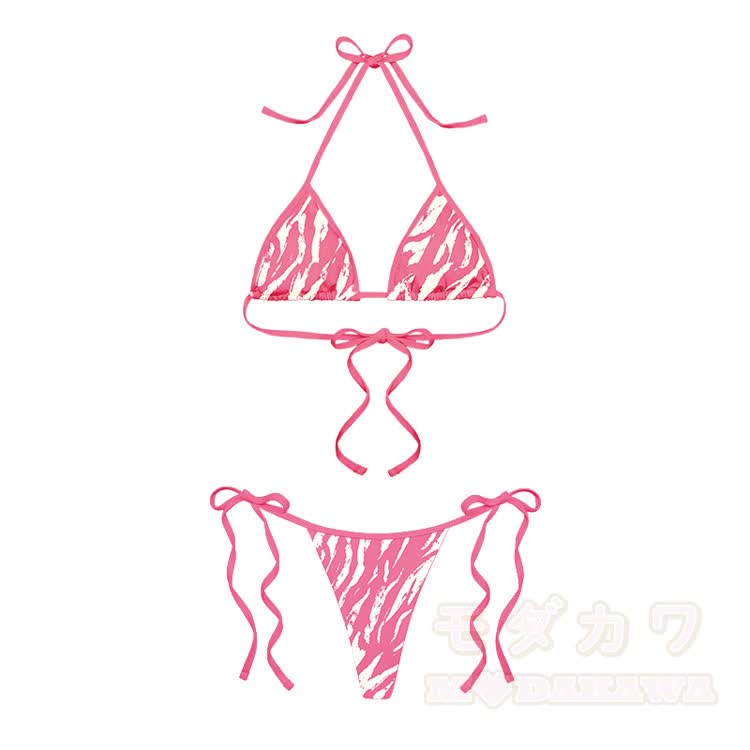 Couples Abstract Print Modakawa Two Piece Bikini Swimsuit & Men's Beach Swim Shorts - Pink Set - 5XL - image 4