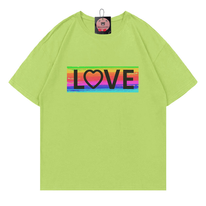 Modakawa T-Shirt mit Regenbogenprint und Liebesmotiv - Green - 5XL - image 3