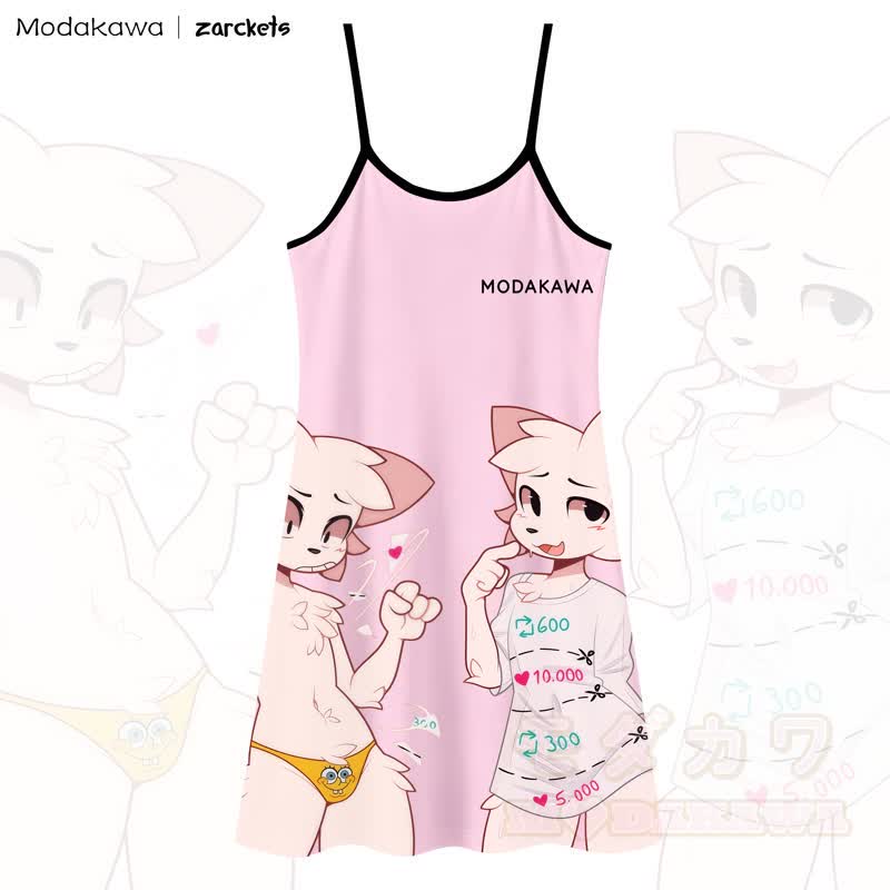 MODAKAWA Niedliches Slipkleid mit Fuchsprint, vielseitig tragbar - Rosa - 5XL - image 5