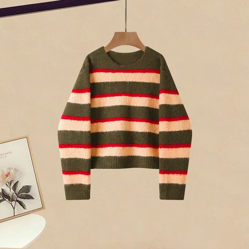 Gestreifter Strickpullover, karierte Hose, passendes Outfit - Sweater - XL - image 2