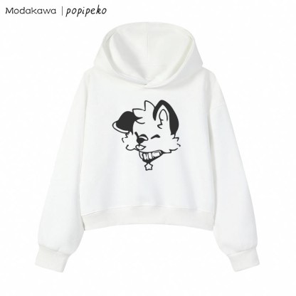 MODAKAWA X popipeko Puppy Graphic Cropped Cotton Hoodie - White - 3XL - image 8