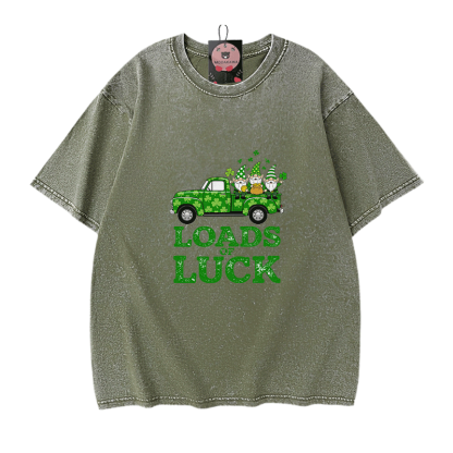 St. Pakrit-Tag – VIEL GLÜCK! Grafik: Modakawa Vintage Washed 100% Baumwolle T-Shirt - Green - 5XL - image 8