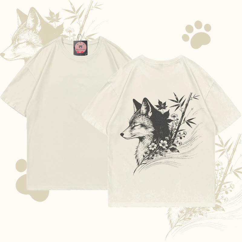 MODAKAWA Bambusfuchs-Grafik-T-Shirt - Beige - 5XL - image 2