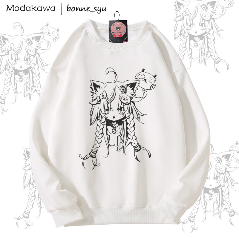 MODAKAWA X bonne_syu Unisex-Sweatshirt mit Katzenmotiv - White - 5XL - image 2