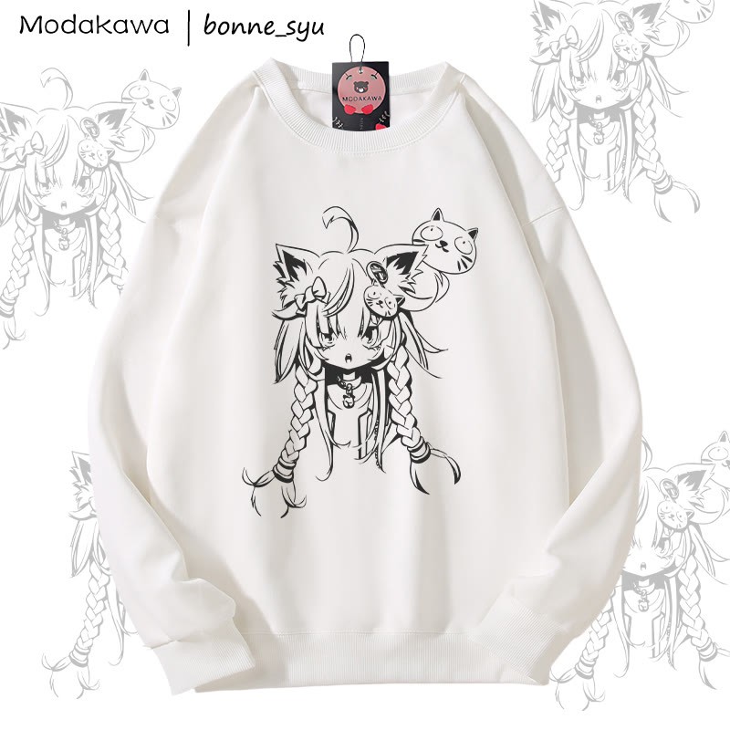 MODAKAWA X bonne_syu Unisex-Sweatshirt mit Katzenmotiv - White - 5XL - image 2
