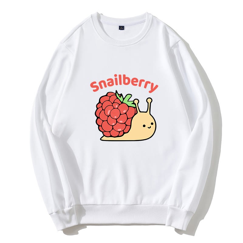 SNAILBERRY Sweatshirt mit Rundkragen und Snail Berry-Grafik - Weiß - 5XL - image 5