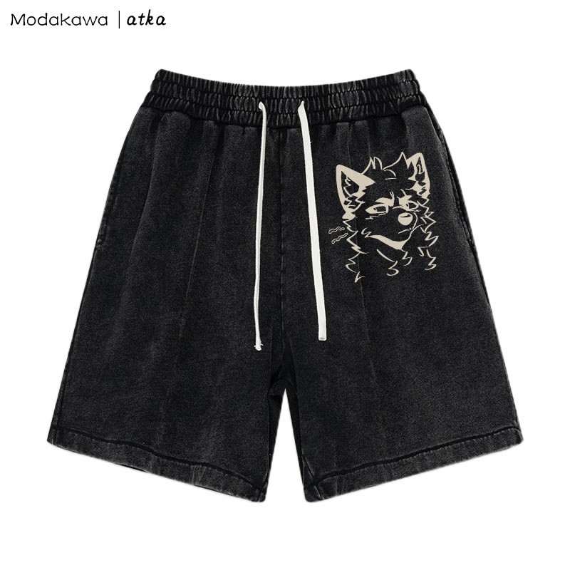 MODAKAWA X atka – Shorts mit frecher Fuchsgrafik und Vintage-Waschung - Schwarz - 3XL - image 3