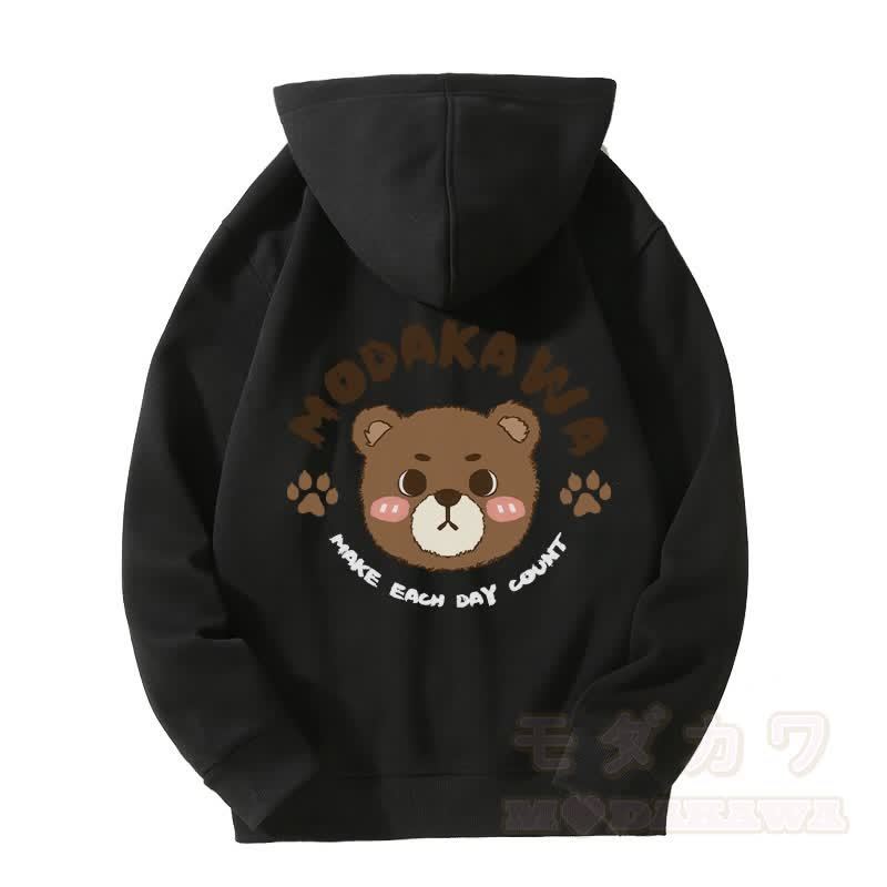 MODAKAWA – Kapuzenpullover mit Reißverschluss und süßem Bären-Motiv - Schwarz - 5XL - image 5