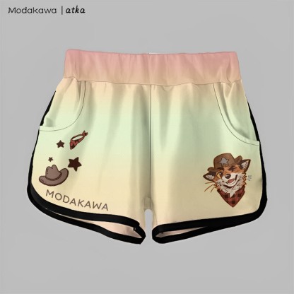 MODAKAWA X atka Gradient Cowboy Fox Winking Graphic Shorts - Pink - 5XL - image 6