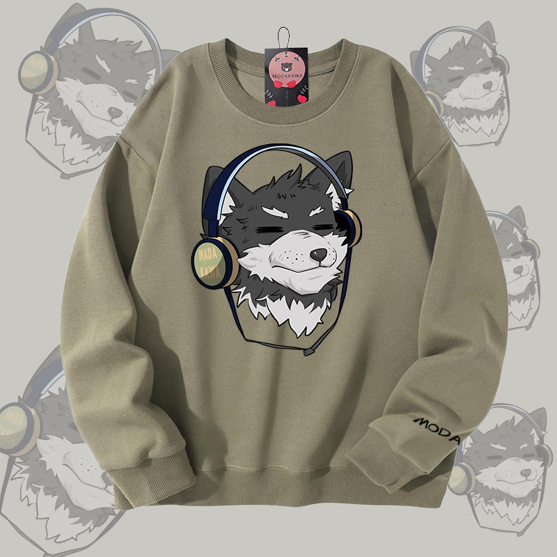 MODAKAWA Koda Unisex-Sweatshirt mit Kopfhörer-Grafik - Light Khaki - 5XL - image 2