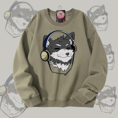 MODAKAWA Koda Unisex-Sweatshirt mit Kopfhörer-Grafik - Light Khaki - 5XL - image 2