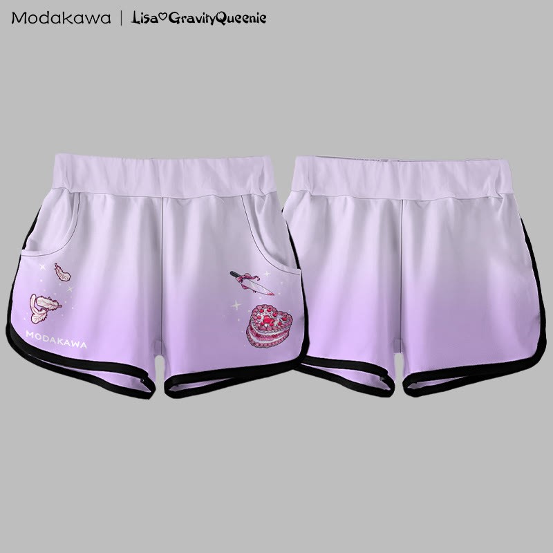 MODAKAWA Shorts mit Farbverlauf und Federgrafik - image 3