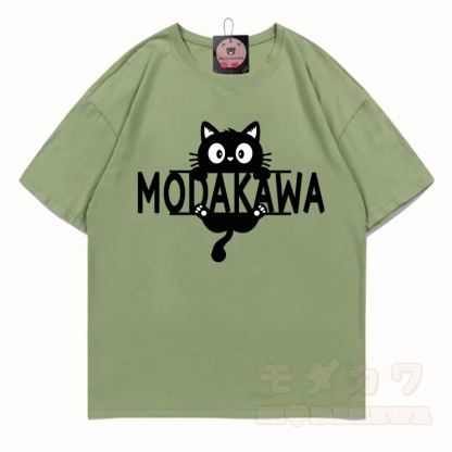MODAKAWA MEW Niedliches Kätzchen-Motiv T-Shirt aus 100 % Baumwolle - Hellgrün - 5XL - image 7