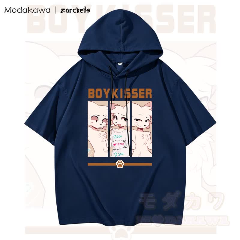 MODAKAWA X zarckets BOYKISSER Katzenprint Hoodie T-Shirt  - Marineblau - 3XL - image 5