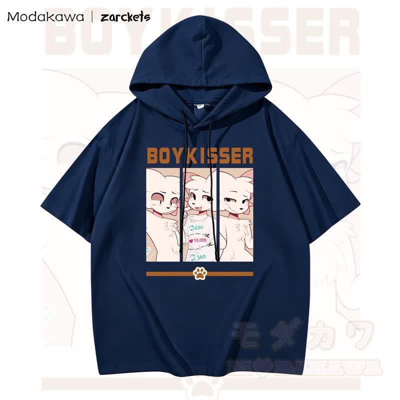 MODAKAWA X zarckets BOYKISSER Katzenprint Hoodie T-Shirt  - Marineblau - 3XL - image 5